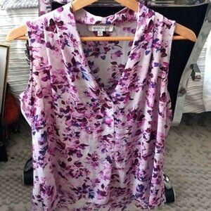 Rose and Olive Floral Sleeveless Blouse, XL